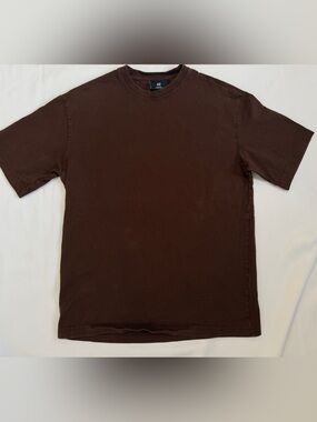 H&M Brown Crew Neck Short Sleeve T-Shirt Loose Fit sz S. T021